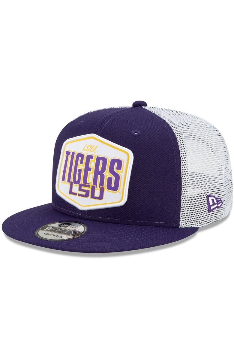 New Era Men's New Era Purple LSU Tigers Hex Patch 9FIFTY Snapback Hat, Main, color,