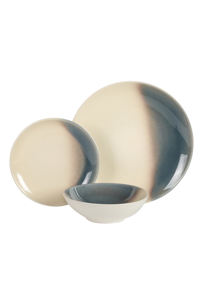 Crescenton 12-Piece Round Reactive Glaze Stoneware Dinnerware Set, Alternate, color, Blue