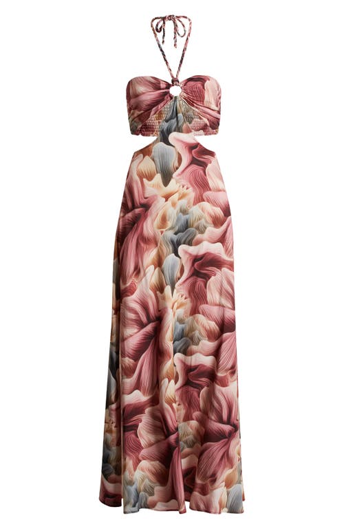 Boamar Chamberlain Cutout Halter Maxi Sundress In Bouquet