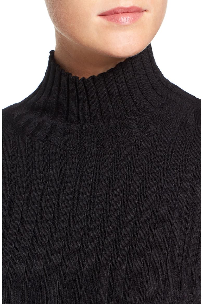 Ribbed Long Sleeve Turtleneck Top, Alternate, color, BLACK