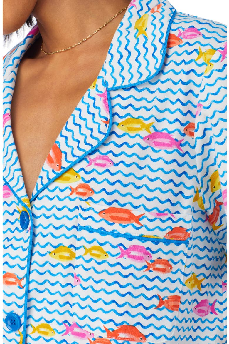 Print Crop Stretch Jersey Pajamas, Alternate, color, MARINA GRANDE