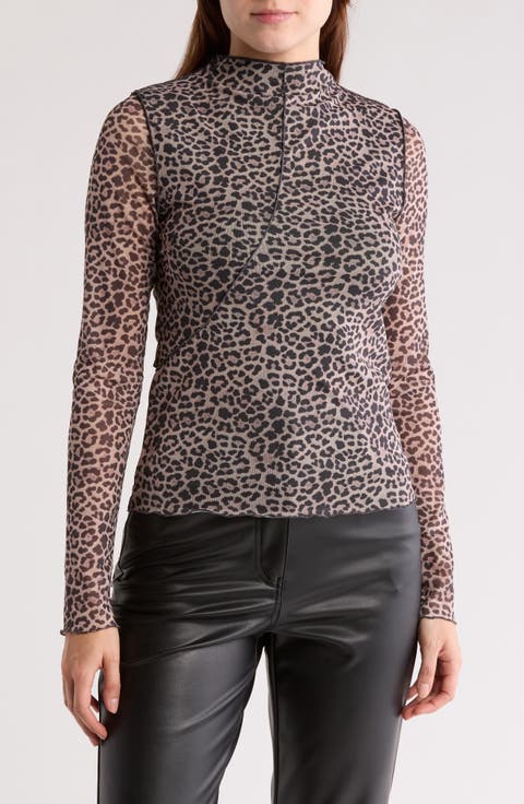 Steffi Leopard Print Funnel Neck Top