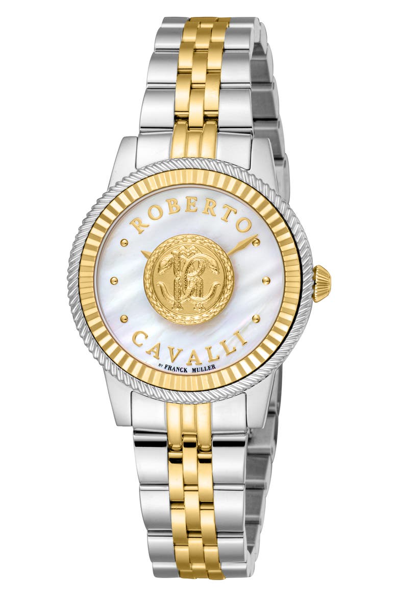 R CAVALLI BY FRANCK MULLER Two-Tone Bracelet Watch, 30mm, Main, color, TWO TONE SILVER / GOLD