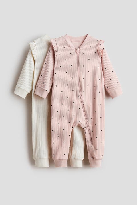 2-Pack Ribbed Cotton Pajama Jumpsuits