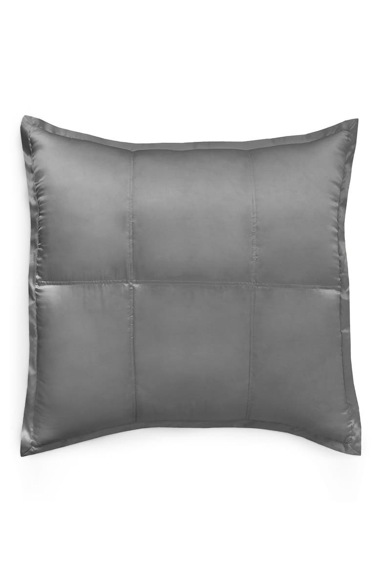 Donna Karan Collection 'Surface' Silk Charmeuse Euro Pillow Sham, Main, color, CHARCOAL