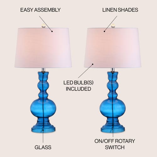 Jonathan Y Genie 28.5" Glass Led Table Lamp In Night Blue