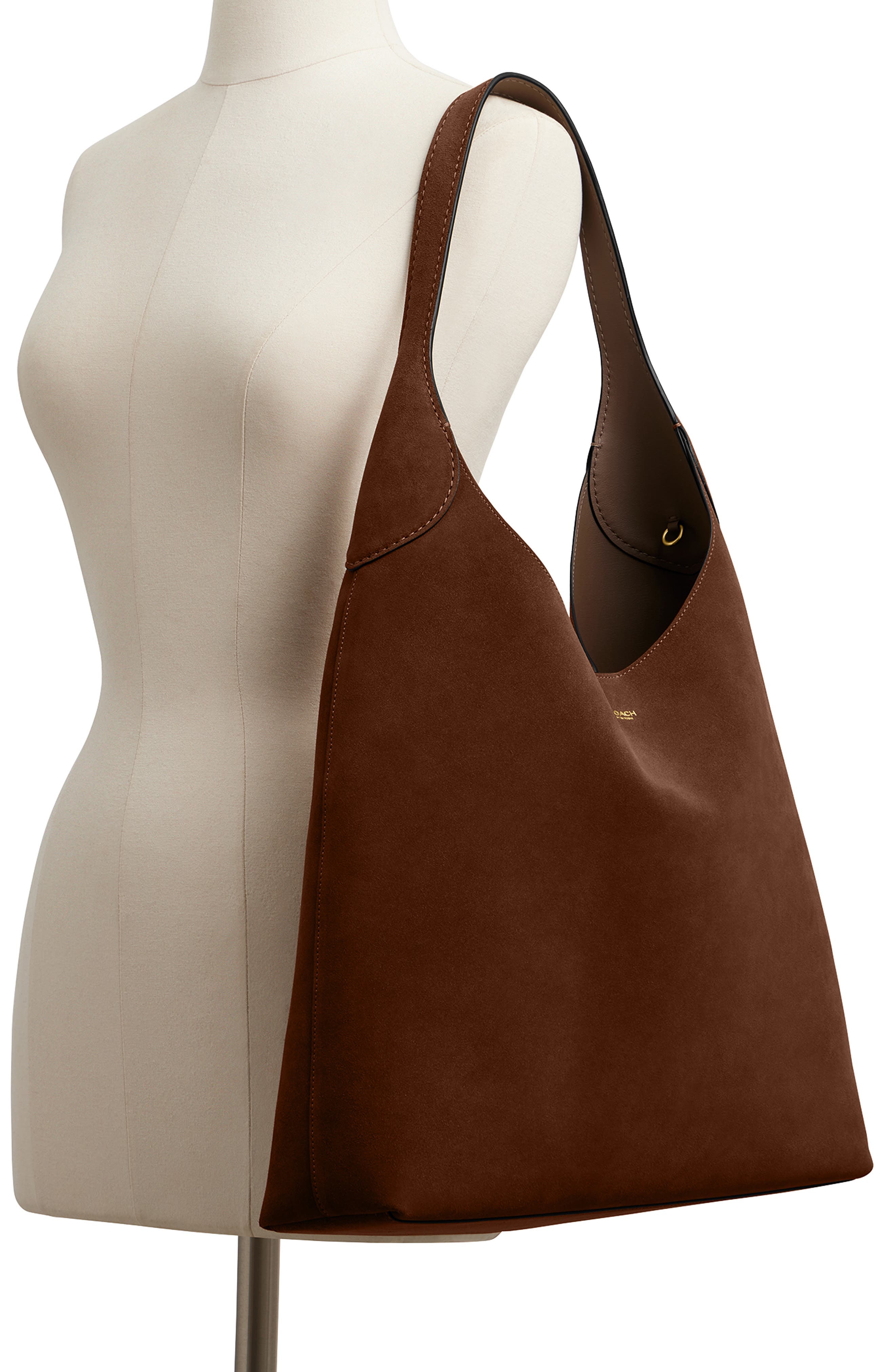 COACH Brooklyn 39 Suede Shoulder Bag, Alternate, color, B4/Warm Brown