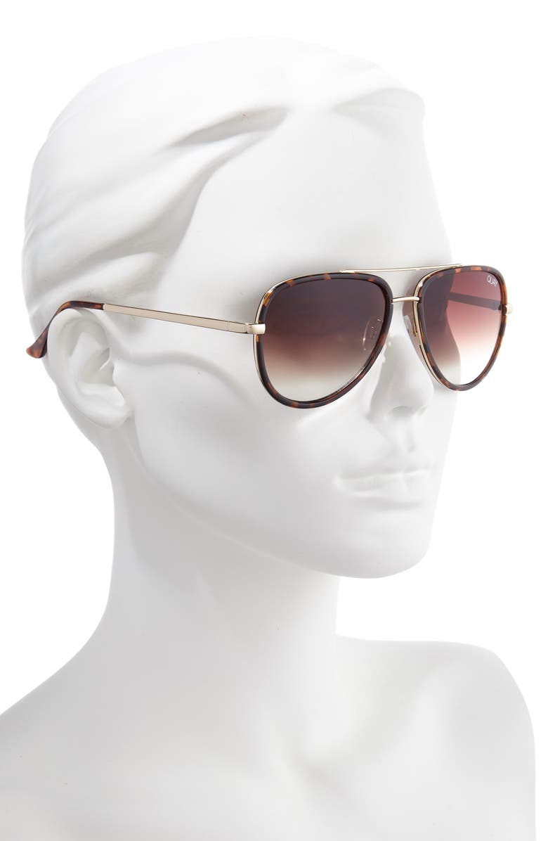 QUAY All In 56mm Medium Aviator Sunglasses, Alternate, color, Tortoise/ Brown Fade