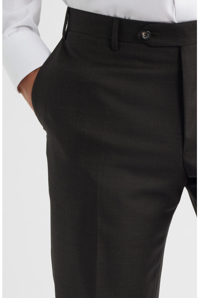 Siena Regular Fit Flat Front Solid Wool Suit Pants, Alternate, color, BROWN