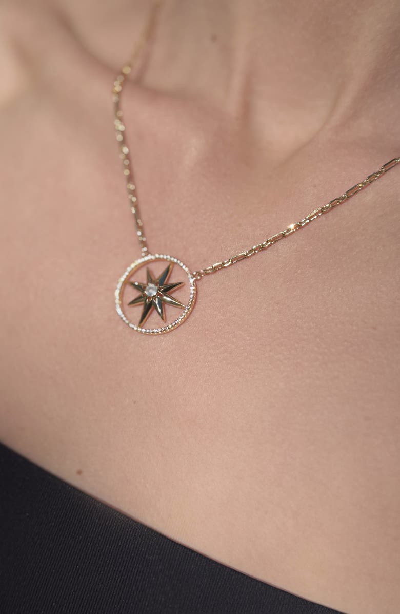 Adornia Pavé Starburst Pendant Necklace, Alternate, color, Gold