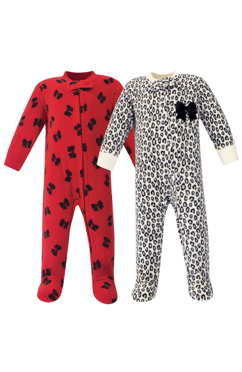 Little Treasure Soft Fleece Play Outfit for Sweet Dreams, Main, color, Leopard Bow