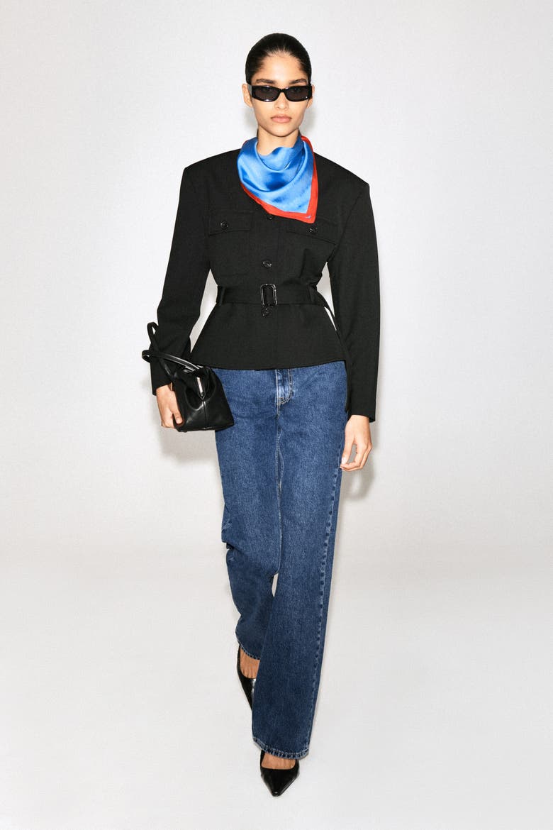 Belted Peplum Jacket, Main, color, BLACK