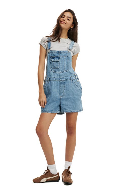 Cotton On Short Denim Overall In Cleanwater Blue