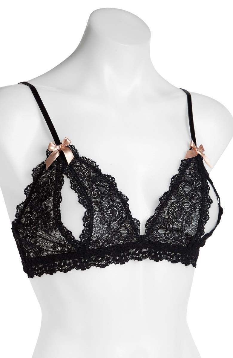 Hanky Panky Open Seam Bralette, Alternate, color, Black
