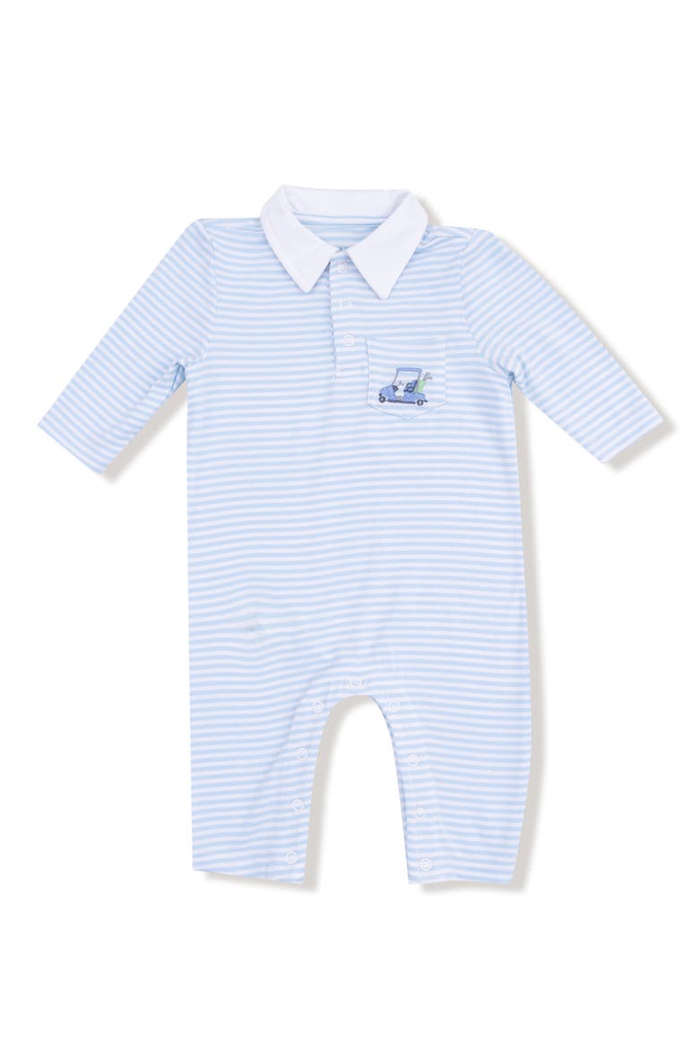 Golf Carts Long Sleeve Romper, Main, color, BLUE/ WHITE