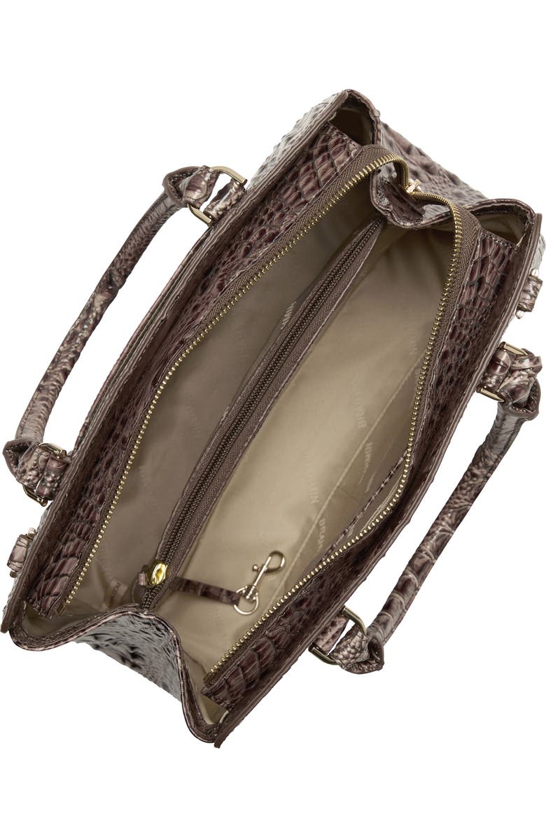 Brahmin Small Finley Croc Embossed Leather Satchel, Alternate, color, Smokey Taupe Melbourne