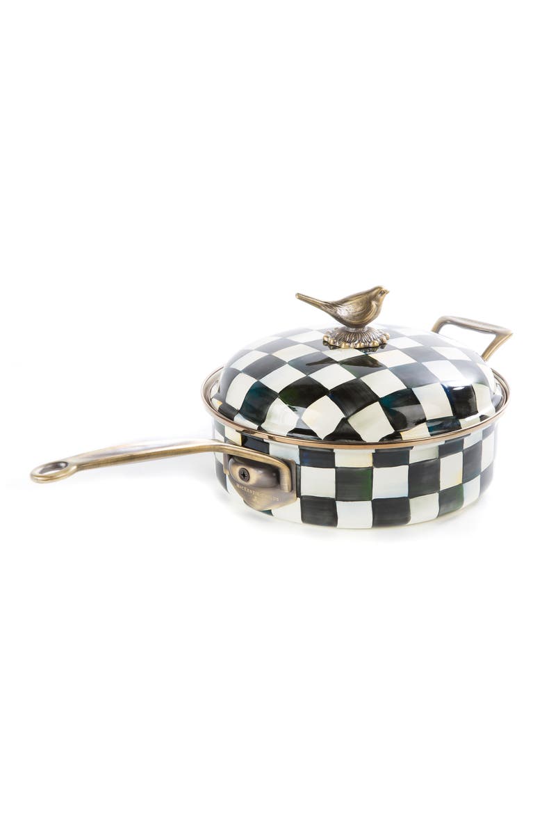 Courtly Check 3-Quart Sautè Pan with Lid, Main, color, BLACK/ WHITE