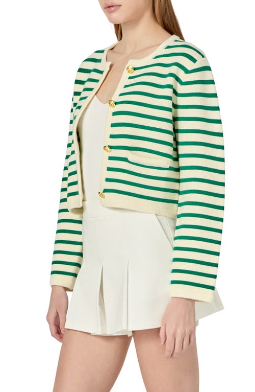 English Factory Stripe Cardigan In Green