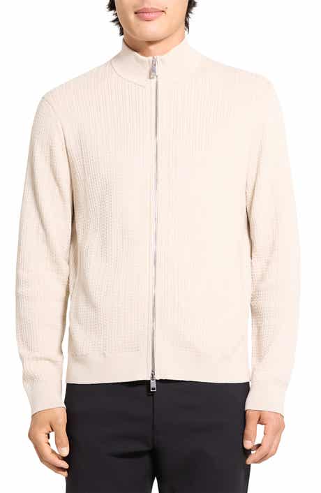 Theory Walton Cabled Cotton Zip Cardigan