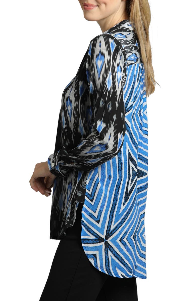 APNY Ikat Print Tunic Top, Alternate, color, Black Multi