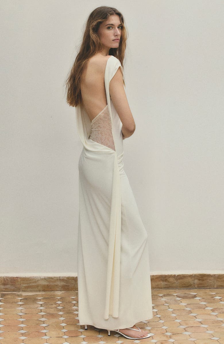 MANGO Open Back Lace Maxi Dress, Alternate, color,