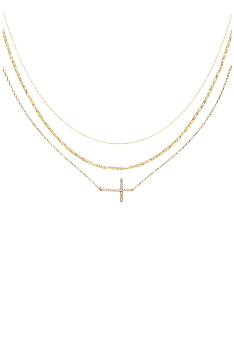 18K Gold Plated Sterling Silver Golden Girl Necklace Set Gift Idea, Main, color, Gold