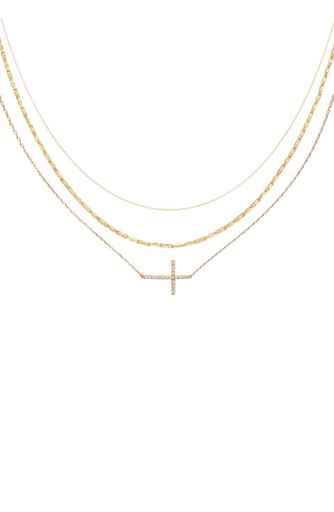 18K Gold Plated Sterling Silver Golden Girl Necklace Set Gift Idea