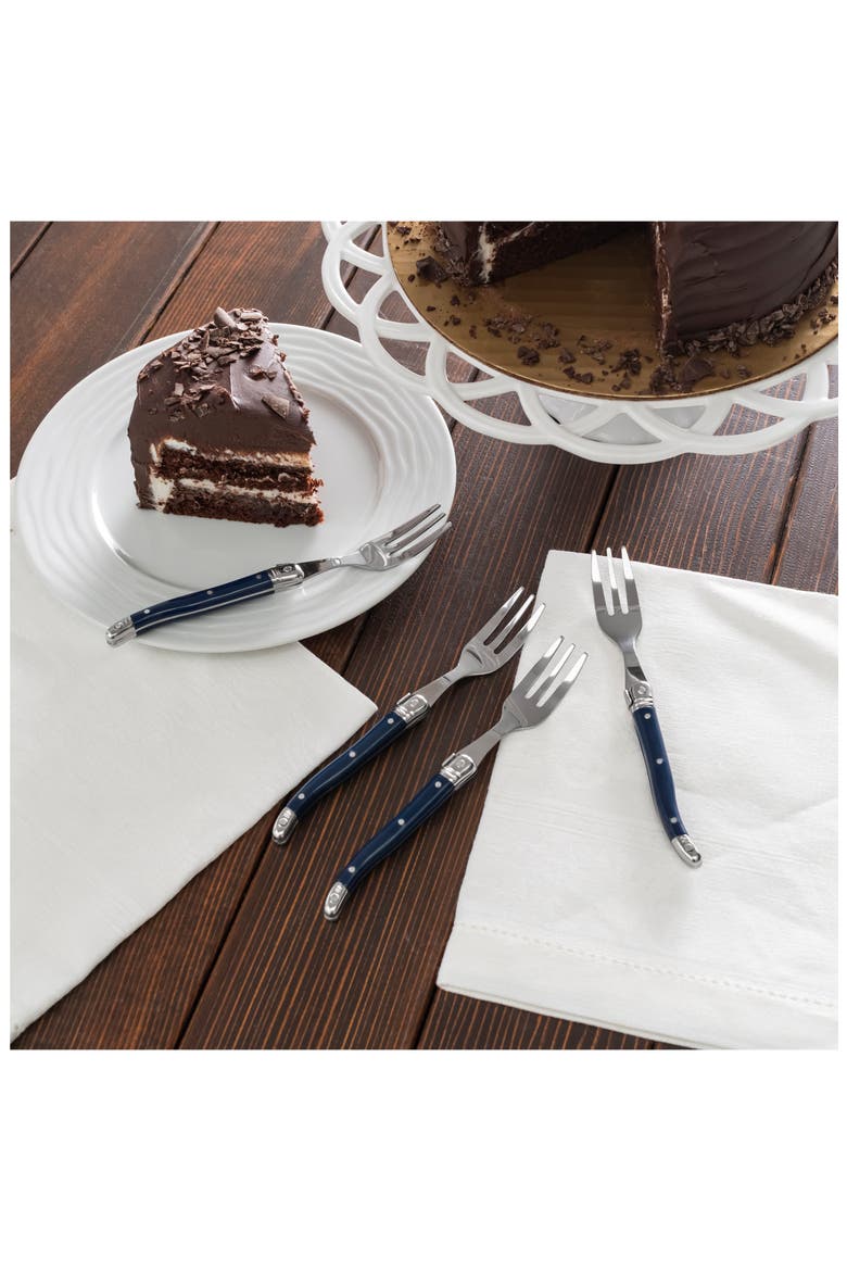 Laguiole 4-Pack Cake Forks, Alternate, color, NAVY