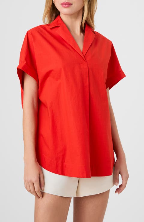 Cotton Poplin Popover Top