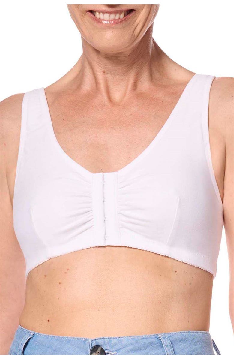Amoena Fleur Wire-Free Front Closure Bra, Main, color, White