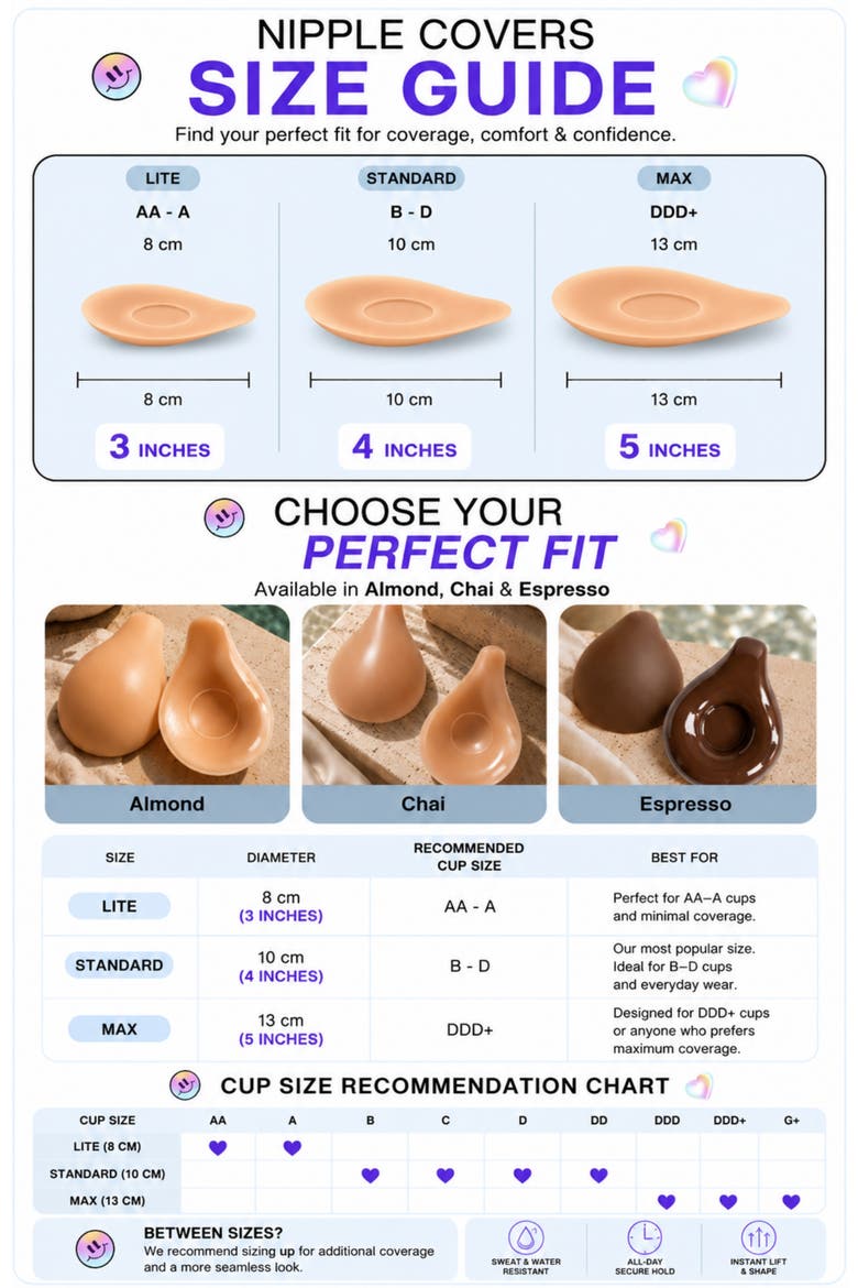 Edgestick Push Up Adhesive-Free Center Reusable Silicone Nipple Covers, Alternate, color, Espresso