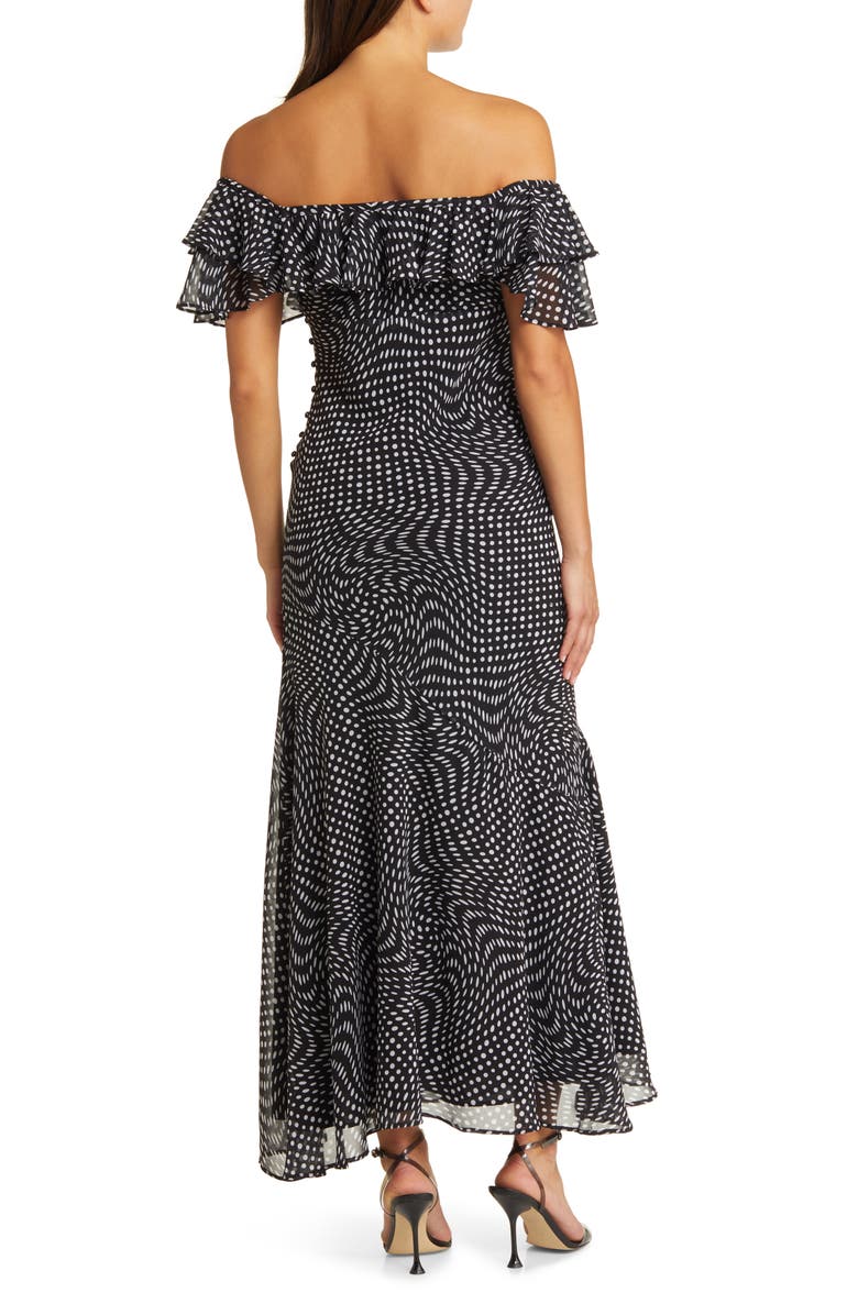 WAYF Polka Dot Ruffle Off the Shoulder Dress, Alternate, color, 