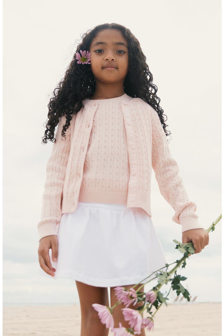 Kids' Organic Short Sleeve Cable Sweater, Alternate, color, Pale Pink
