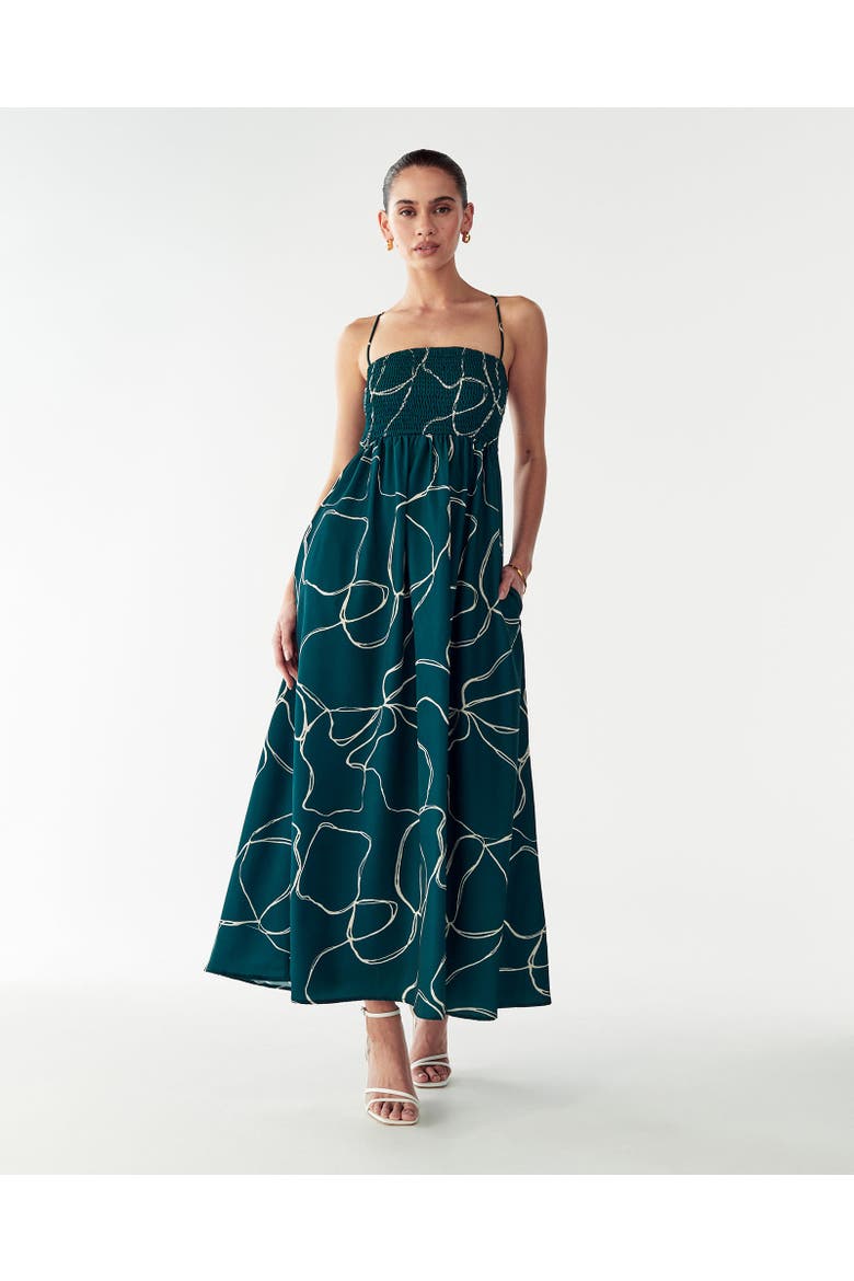 Acamar Maxi Dress, Alternate, color, Emerald Scribble