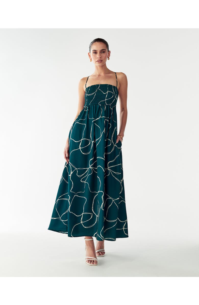 WILLA Acamar Maxi Dress, Alternate, color, Emerald Scribble