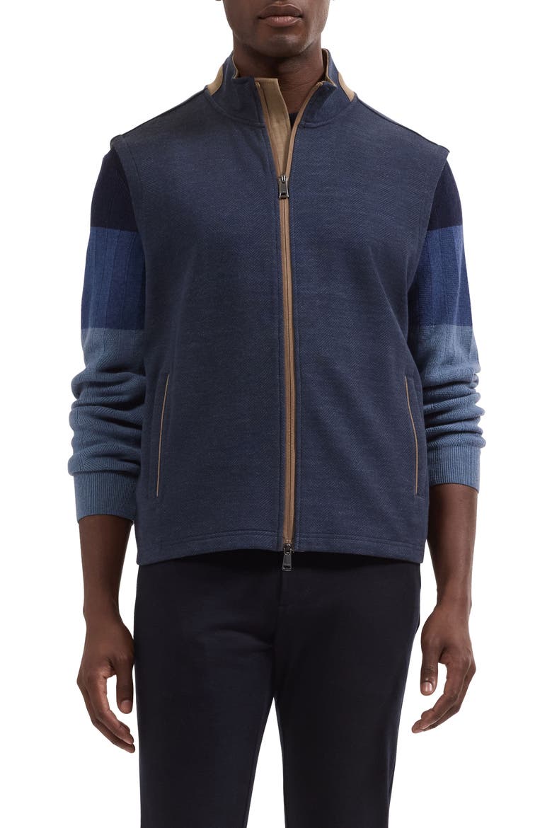 Full Zip Knit Vest, Main, color, NAVY
