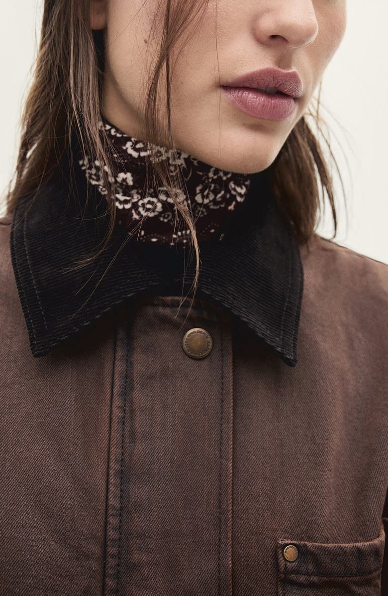 MANGO Denim Jacket with Corduroy Collar, Alternate, color,