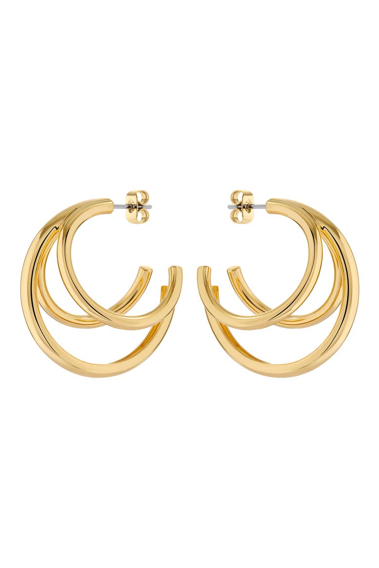 Henreta Triple Hoop Earrings, Main, color, GOLD TONE