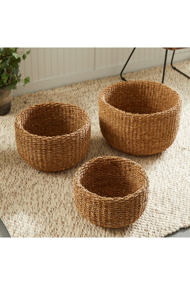 Seagrass Cylindrical Baskets Set of 3, Alternate, color, Beige