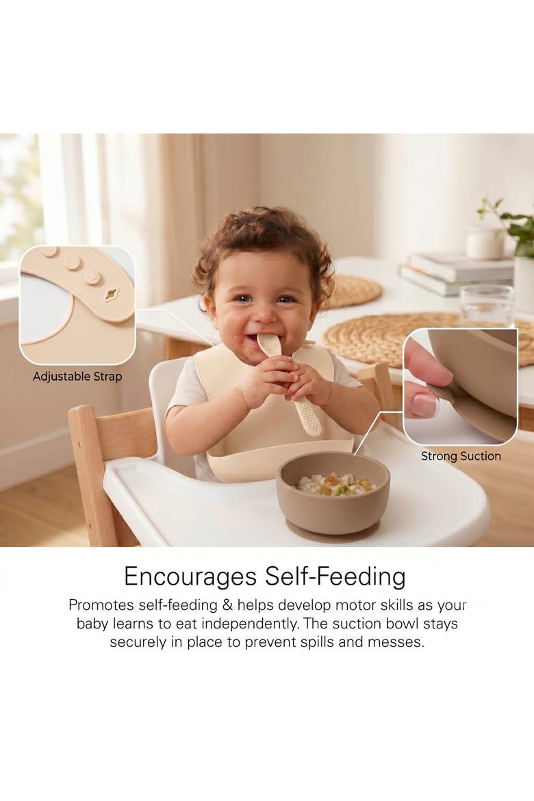 Silicone Baby Feeding Set 11-Piece, Alternate, color, Tan