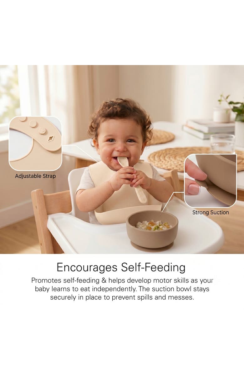 Sperric Silicone Baby Feeding Set 11-Piece, Alternate, color, Tan