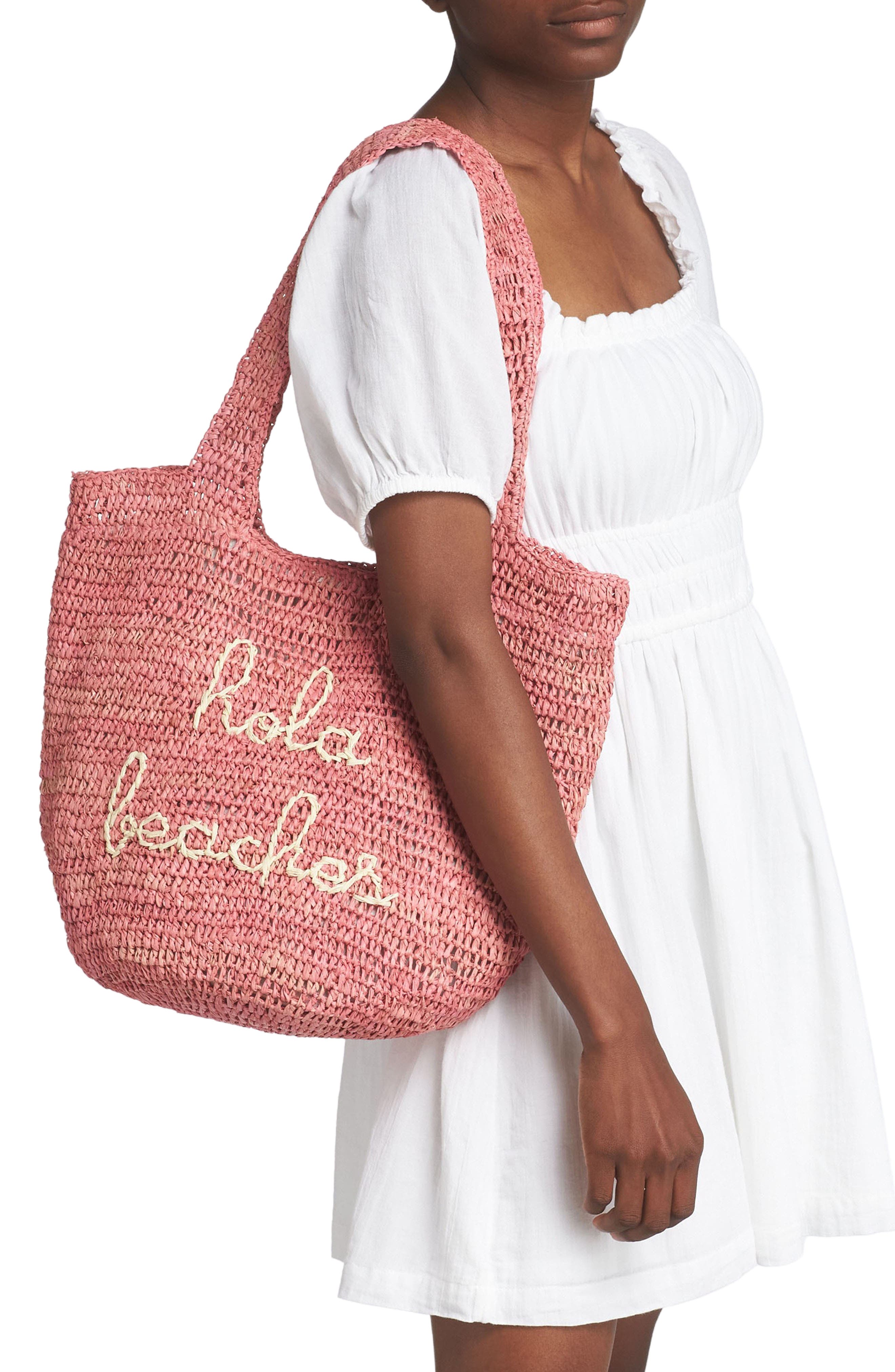 Hola Beaches Straw Shopper, Alternate, color, ROSE