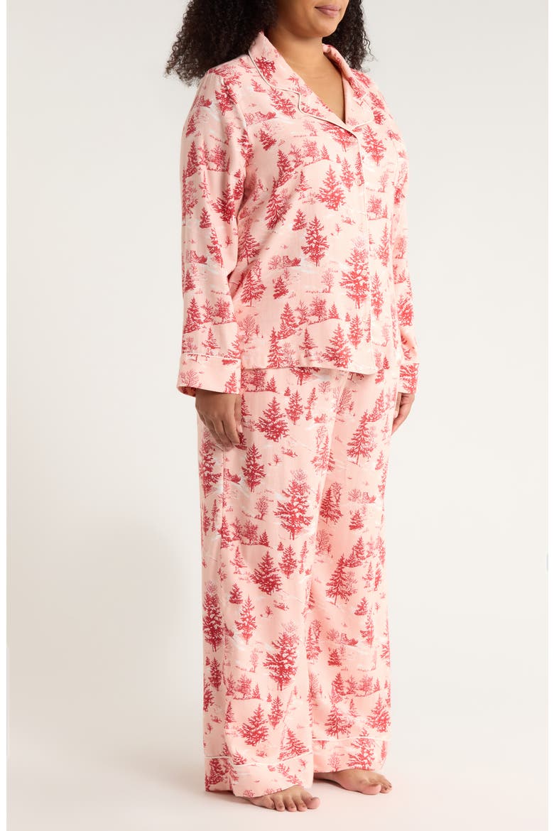 Cozy Cotton Blend Flannel Pajamas, Alternate, color, PINK- RED SPRUCE TOILE