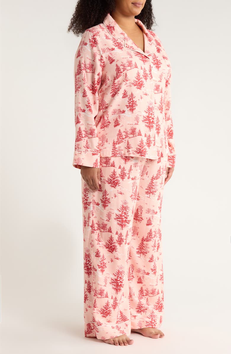 Nordstrom Cozy Cotton Blend Flannel Pajamas, Alternate, color, Pink- Red Spruce Toile