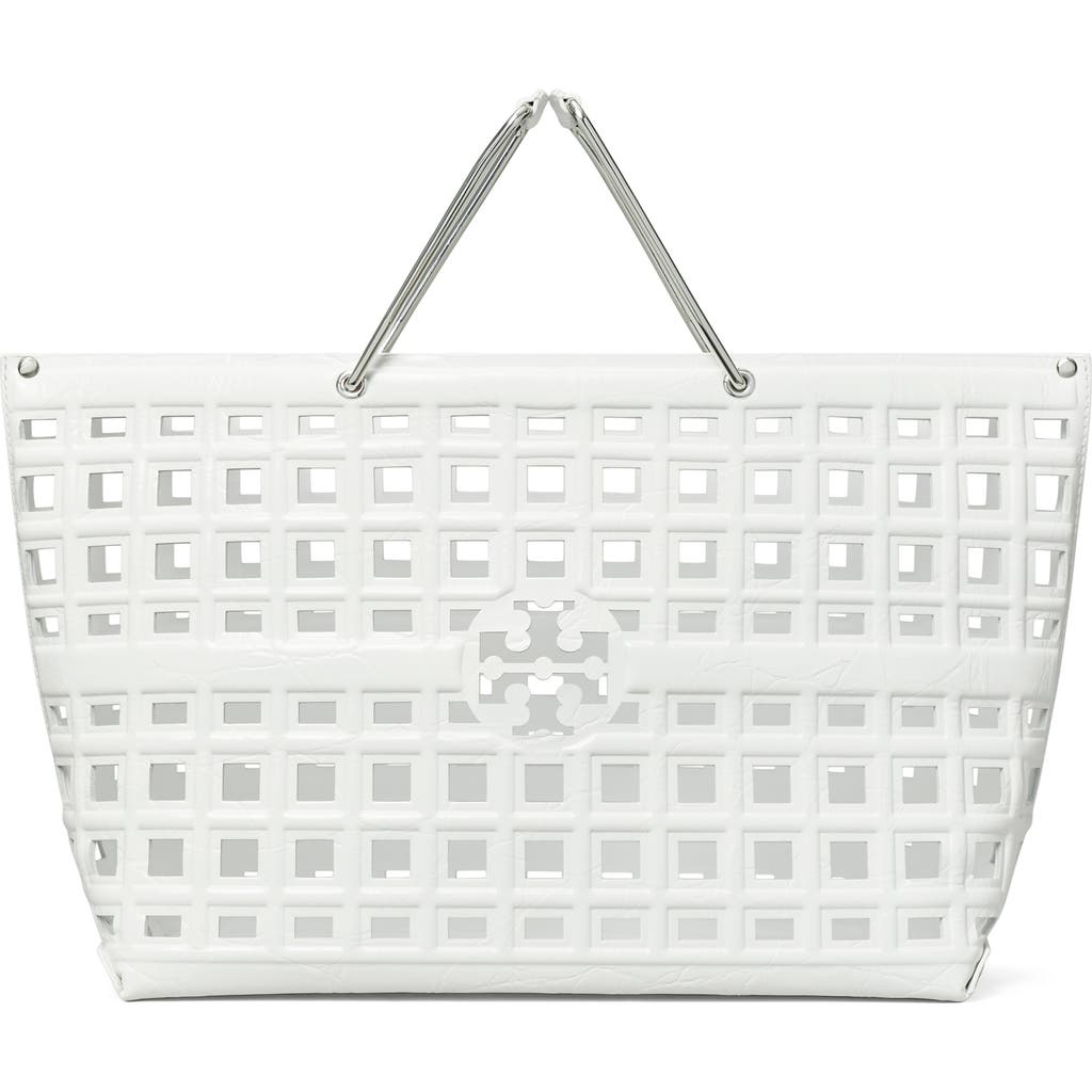 Tory Burch Ella Croc Embossed Leather Shopping Basket Tote
