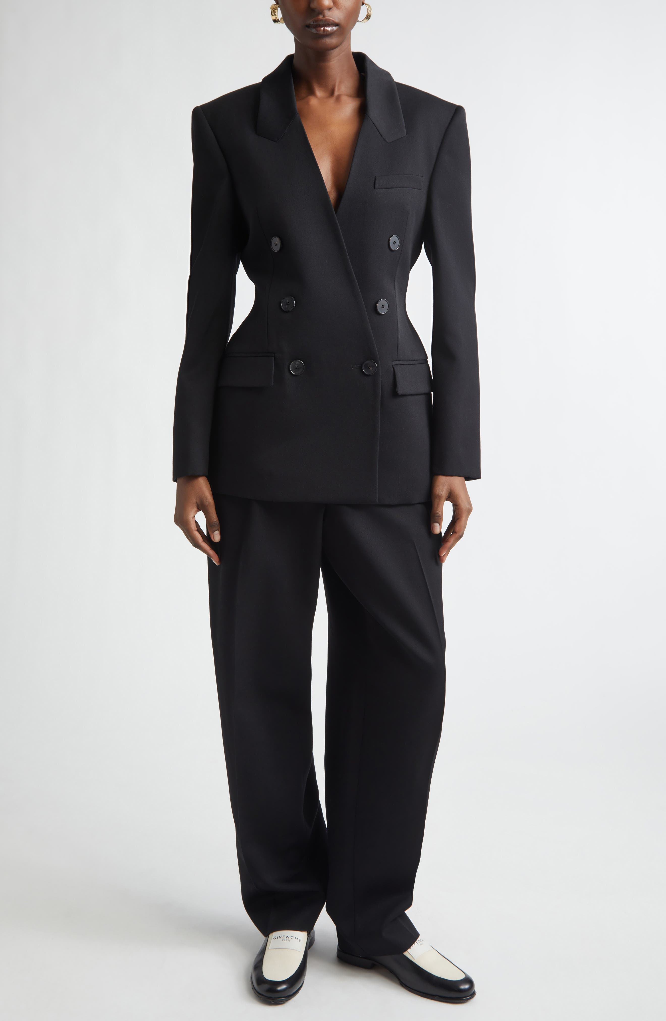 Double Breasted Integrated Collar Wool Jacket - image 2