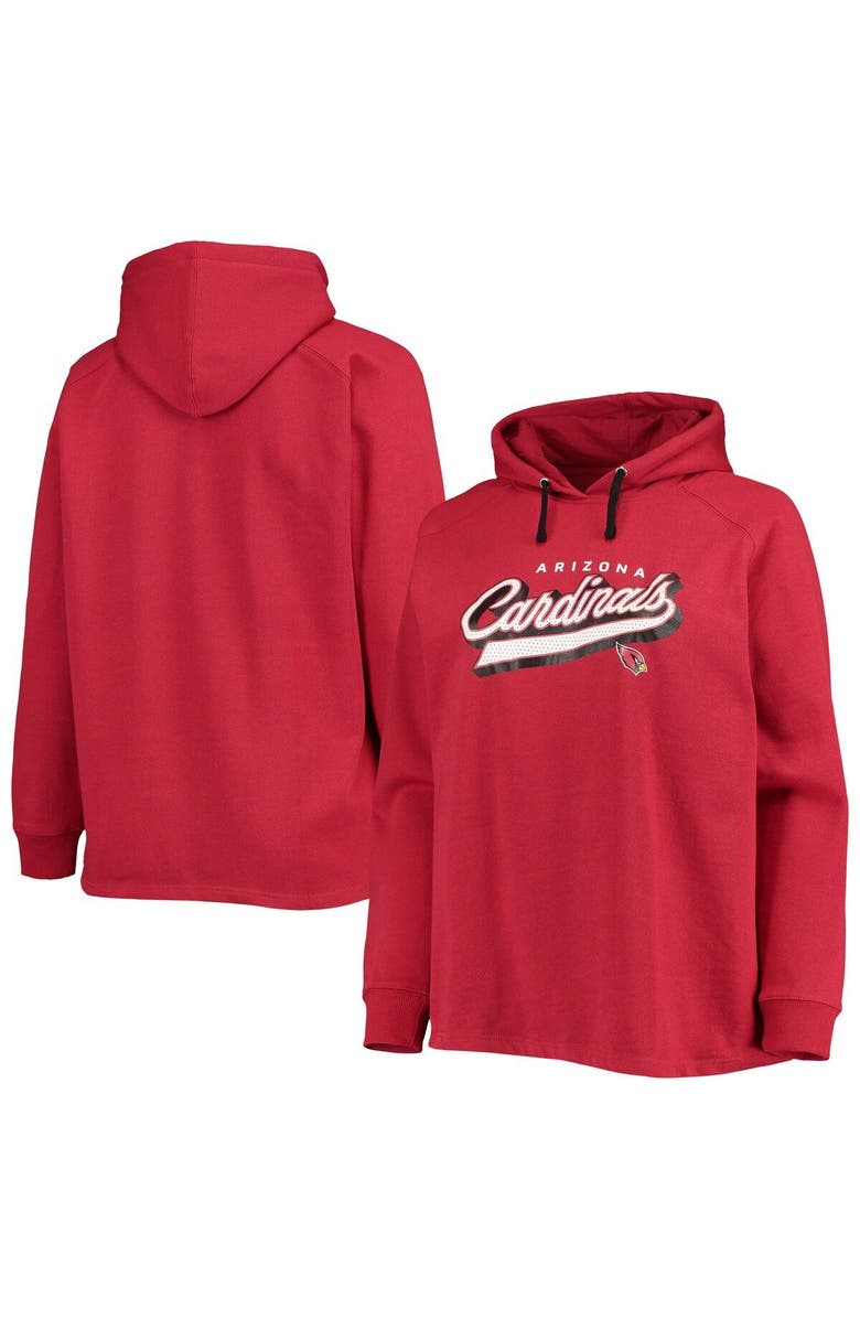 FANATICS Women's Fanatics Branded Cardinal Arizona Cardinals Plus Size First Contact Raglan Pullover Hoodie, Main, color,