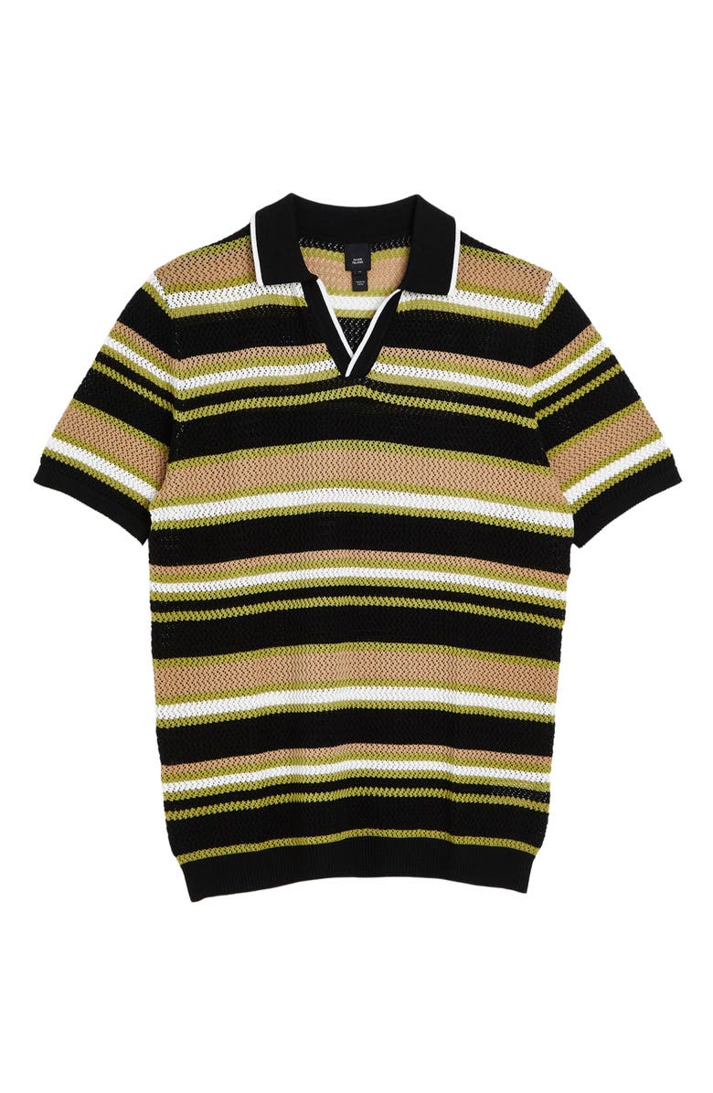 River Island Stripe Mesh Polo, Alternate, color,