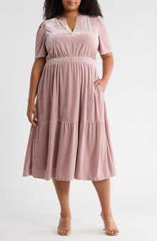 Caslon® Tiered Velour Midi Dress