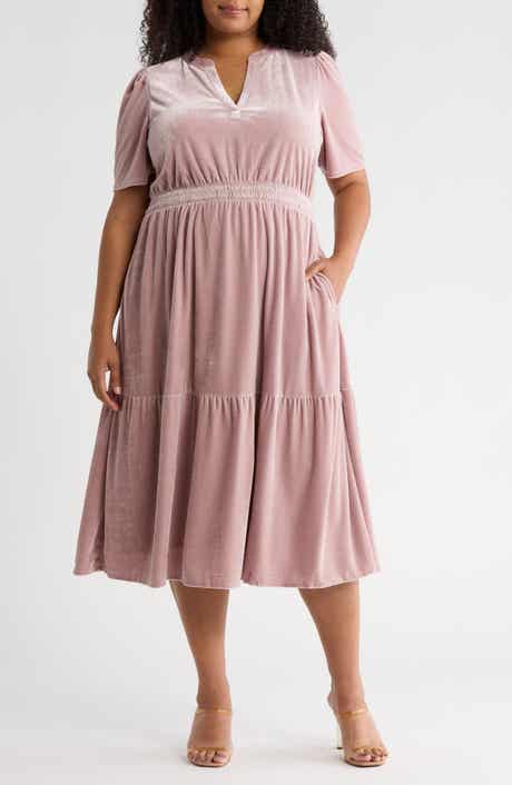 Caslon® Tiered Velour Midi Dress